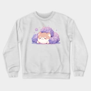 Purple Flowers Kawaii Baby Shiba Inu Crewneck Sweatshirt